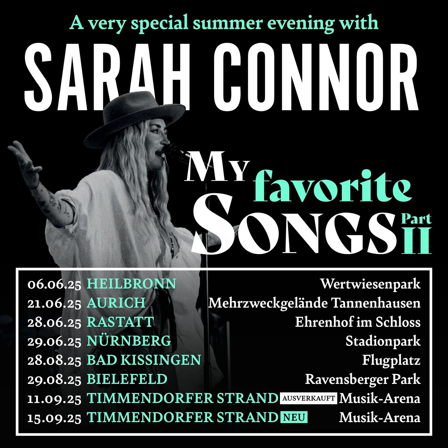 Sarah Connor My Favorite Songs Tour Poster 2025-2026